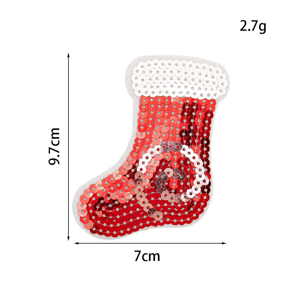 Wholesale Glitter Sequined Cloth Badge  Snowflake Reindeer Christmas Stocking Pattern